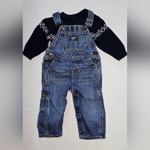 Osh Kosh B'gosh Denim Overalls with Navy Pine Peak Blues Nordstrom Sweater